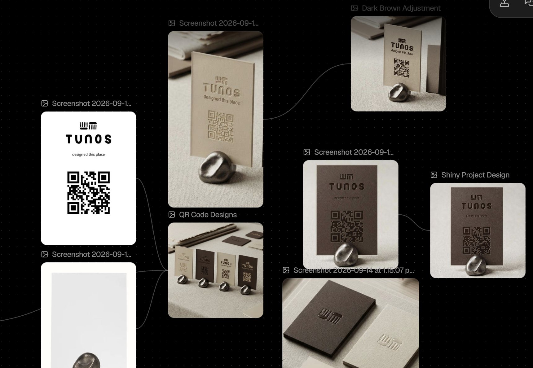 TUNOS QR code designs on the Flora canvas